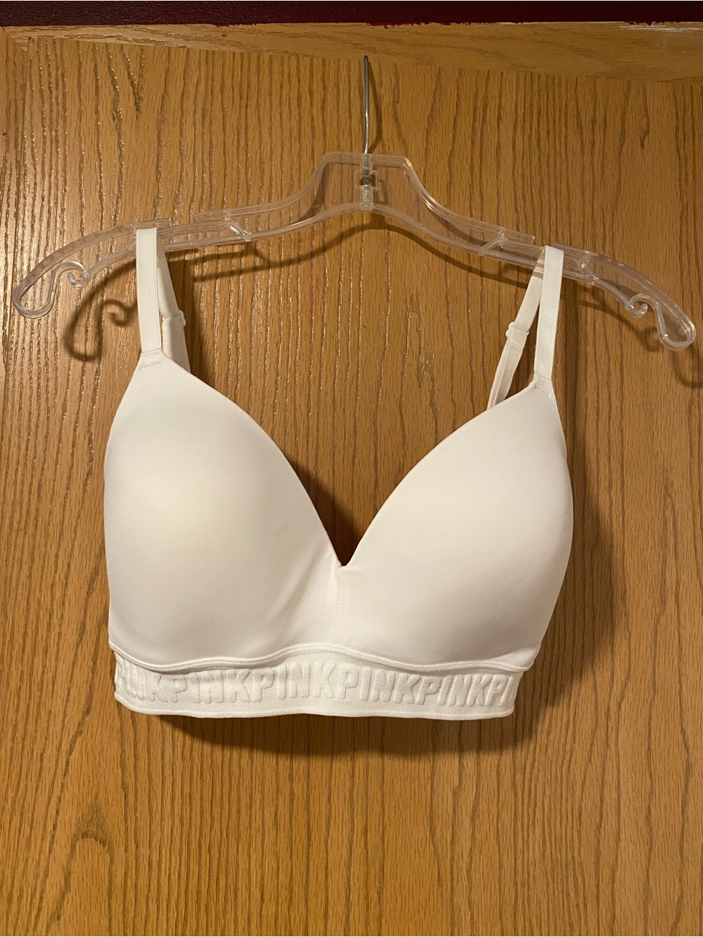 PINK Victoria's Secret White Seamless Logo Band T-Shirt Bra